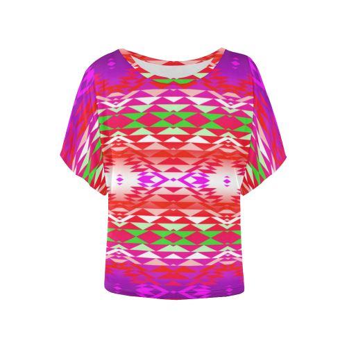 Taos Powwow 300 Women's Batwing-Sleeved Blouse T shirt (Model T44) Women's Batwing-Sleeved Blouse T shirt (T44) e-joyer 