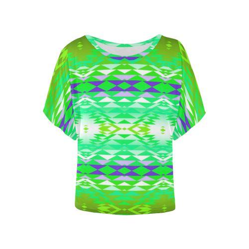 Taos Powwow 90 Women's Batwing-Sleeved Blouse T shirt (Model T44) Women's Batwing-Sleeved Blouse T shirt (T44) e-joyer 