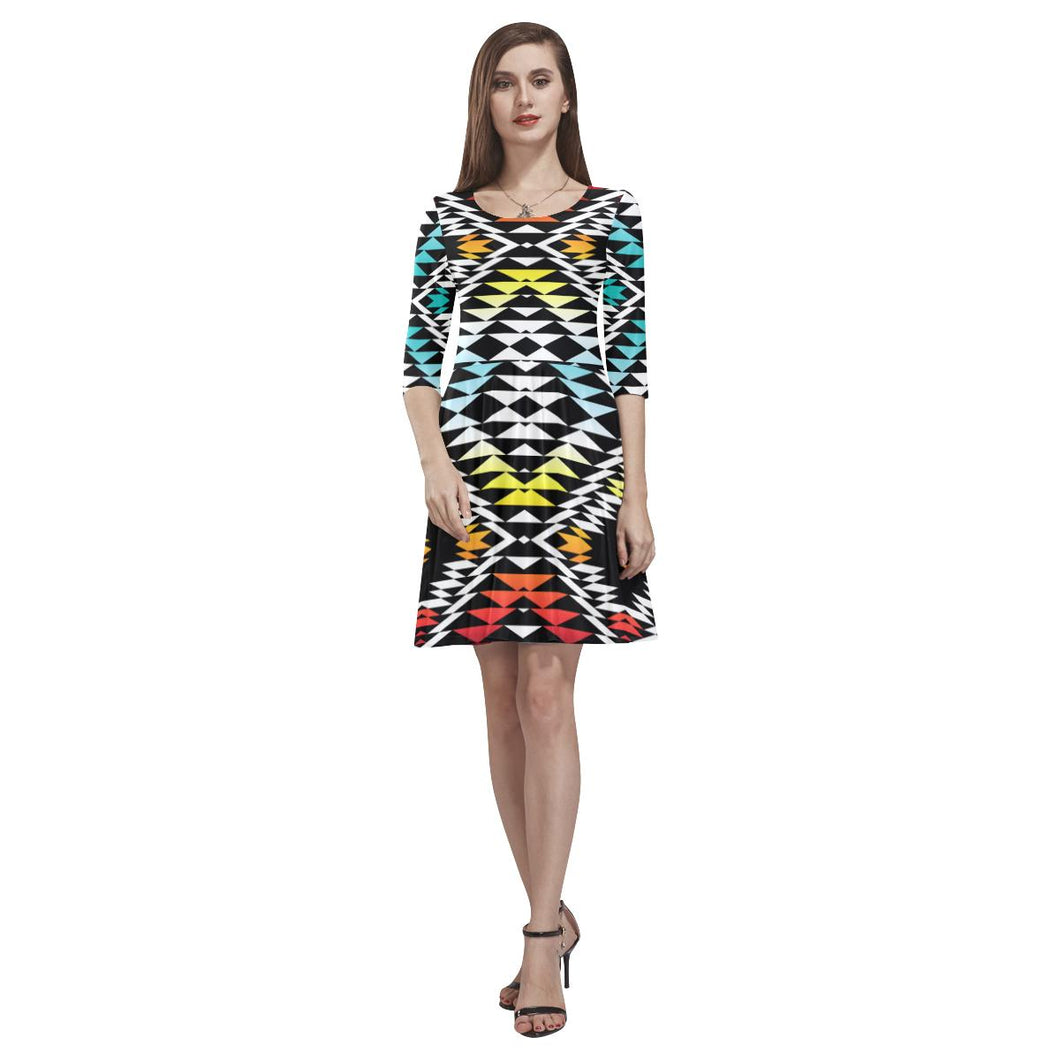 Taos Sunrise Tethys Half-Sleeve Skater Dress(Model D20) Tethys Half-Sleeve Skater Dress (D20) e-joyer 