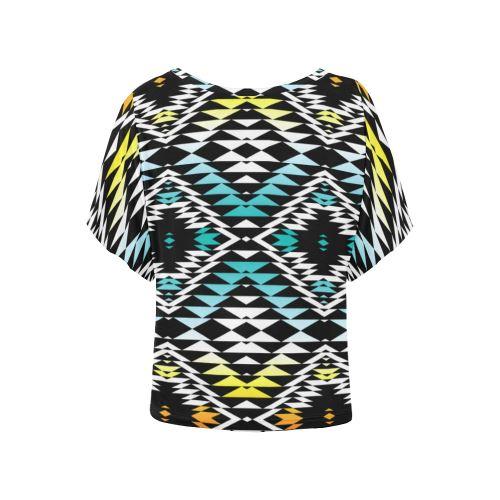 Taos Sunrise Women's Batwing-Sleeved Blouse T shirt (Model T44) Women's Batwing-Sleeved Blouse T shirt (T44) e-joyer 