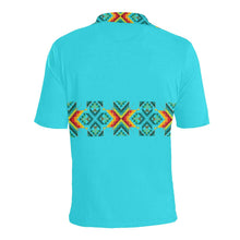 Load image into Gallery viewer, Turquoise Blanket Strip - I Men&#39;s All Over Print Polo Shirt (Model T55) Men&#39;s Polo Shirt (Model T55) e-joyer 
