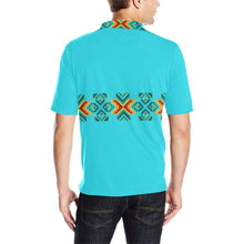 Load image into Gallery viewer, Turquoise Blanket Strip - I Men&#39;s All Over Print Polo Shirt (Model T55) Men&#39;s Polo Shirt (Model T55) e-joyer 
