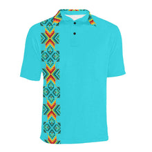 Load image into Gallery viewer, Turquoise Blanket Strip Men&#39;s All Over Print Polo Shirt (Model T55) Men&#39;s Polo Shirt (Model T55) e-joyer 
