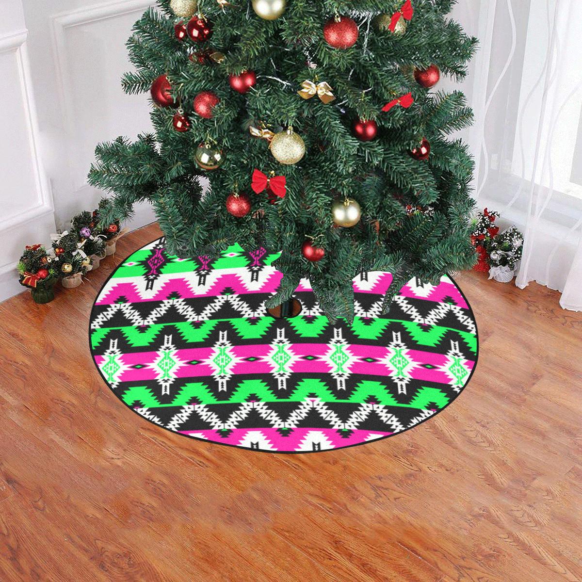 Two Spirit Ceremony Christmas Tree Skirt 47" x 47" Christmas Tree Skirt e-joyer 