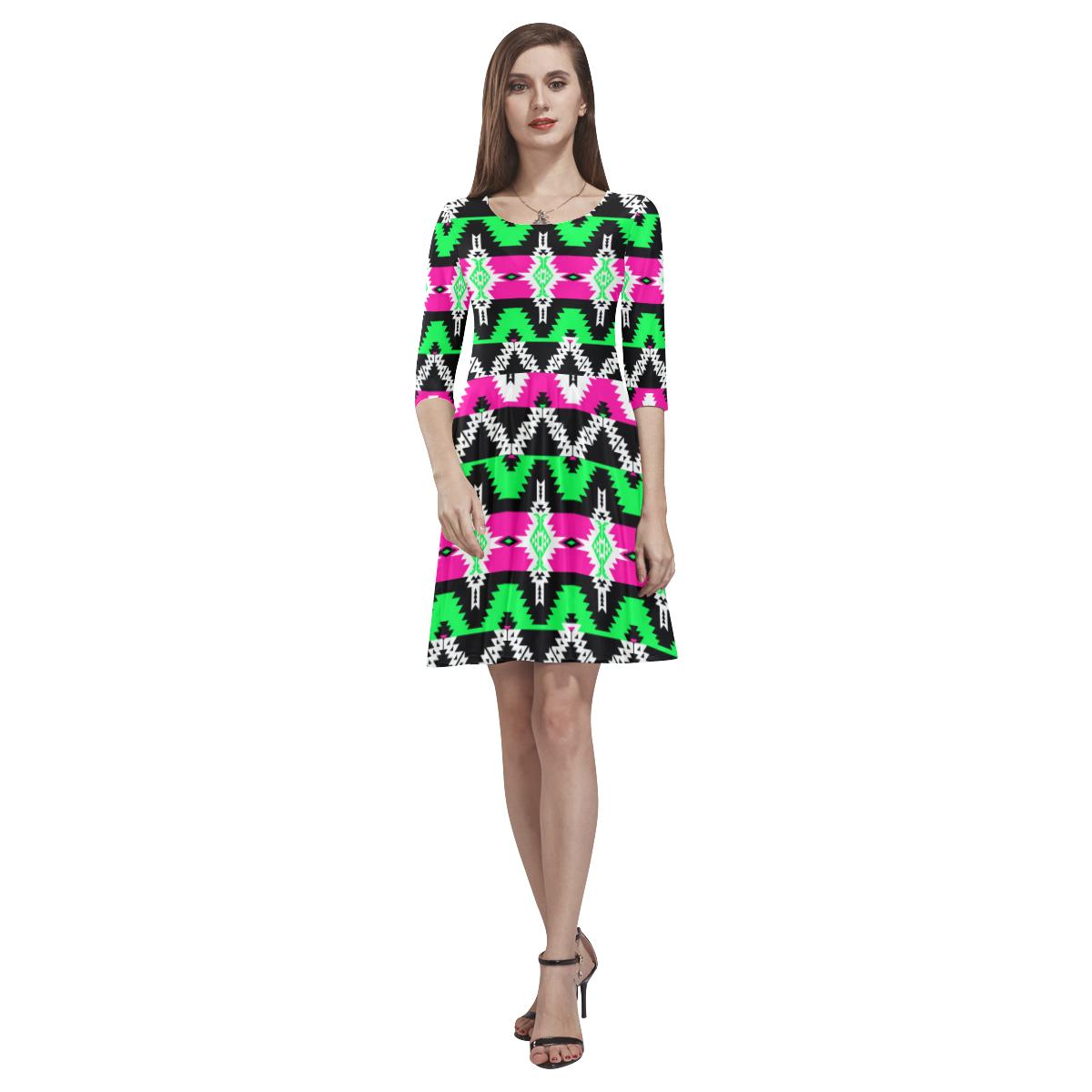 Two Spirit Ceremony Tethys Half-Sleeve Skater Dress(Model D20) Tethys Half-Sleeve Skater Dress (D20) e-joyer 