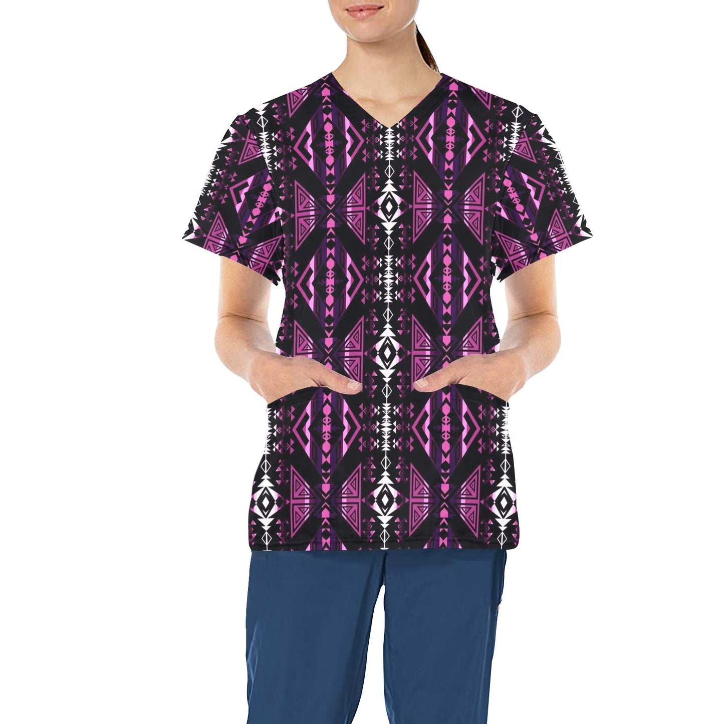 Upstream Expedition Moonlight Shadows All Over Print Scrub Top Scrub Top e-joyer 