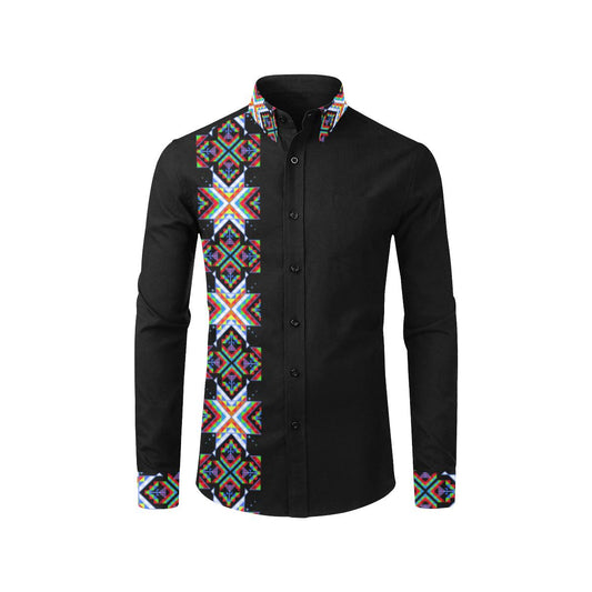 White Blanket Strip Men's All Over Print Casual Dress Shirt (Model T61) Men's Dress Shirt (T61) e-joyer 