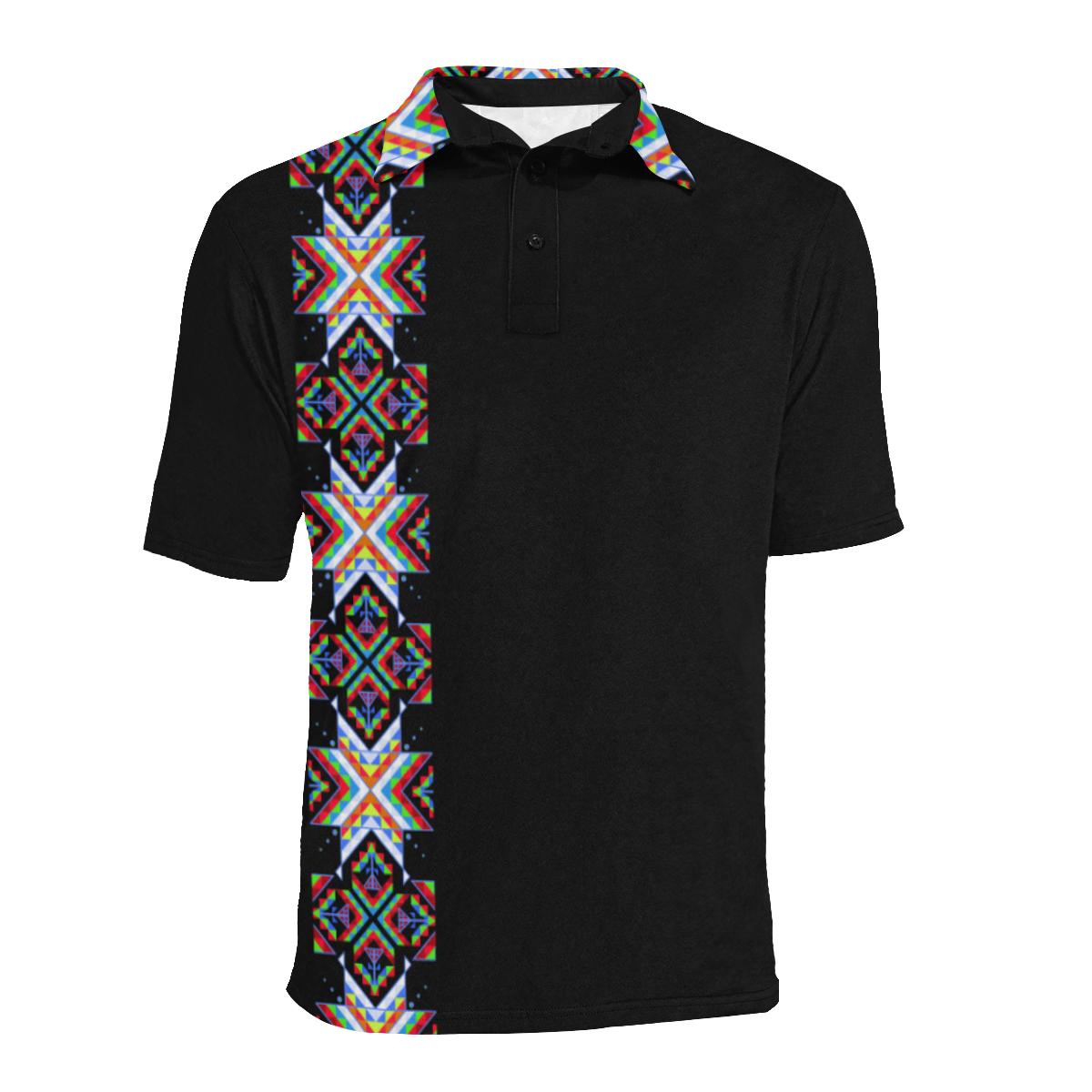 White Blanket Strip Men's All Over Print Polo Shirt (Model T55) Men's Polo Shirt (Model T55) e-joyer 