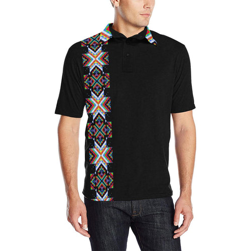 White Blanket Strip Men's All Over Print Polo Shirt (Model T55) Men's Polo Shirt (Model T55) e-joyer 