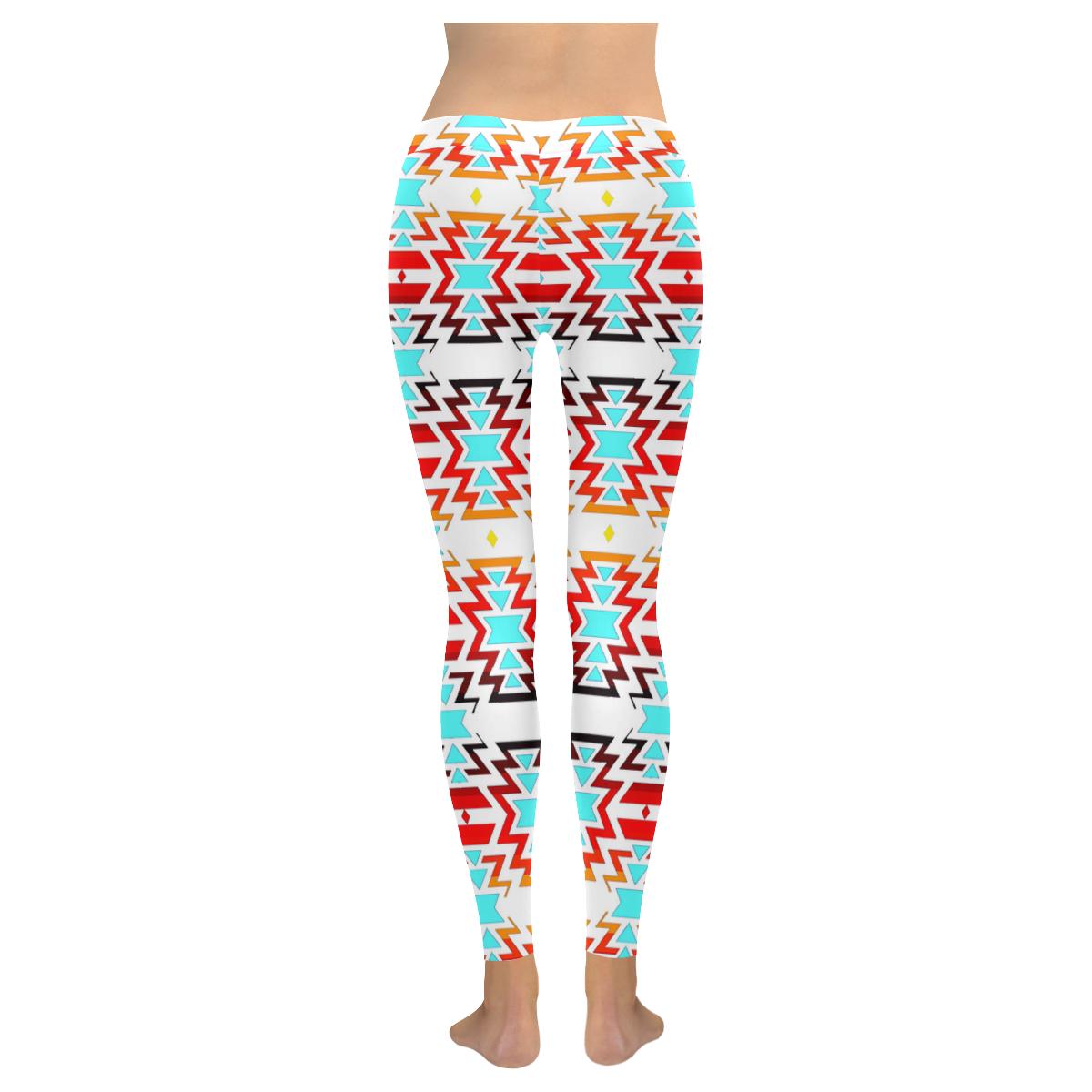 White Fire and Sky Low Rise Leggings (Model L05) Low Rise Leggings (Invisible Stitch) (L05) e-joyer 