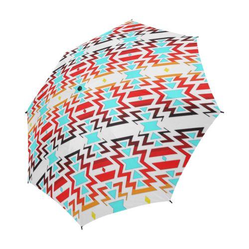 White Fire and Sky Semi-Automatic Foldable Umbrella Semi-Automatic Foldable Umbrella e-joyer 