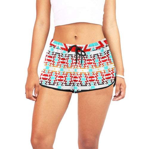 White Fire and Sky Women's All Over Print Relaxed Shorts (Model L19) Women's All Over Print Relaxed Shorts (L19) e-joyer 