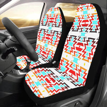 Load image into Gallery viewer, White Fire and Turquoise Car Seat Covers (Set of 2) Car Seat Covers e-joyer 
