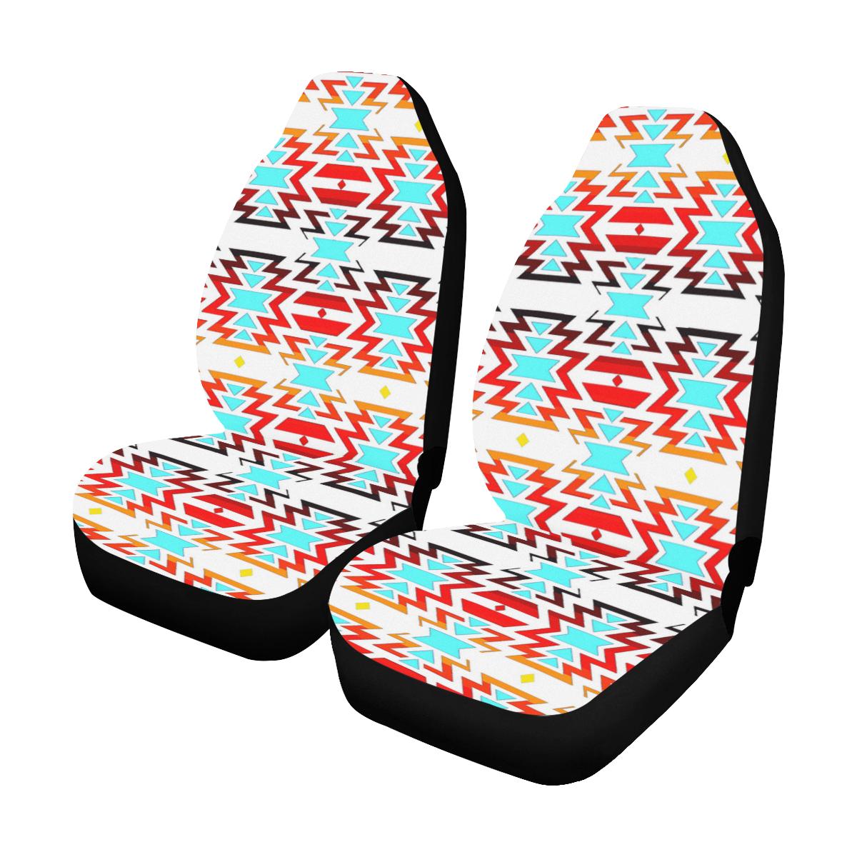 White Fire and Turquoise Car Seat Covers (Set of 2) Car Seat Covers e-joyer 