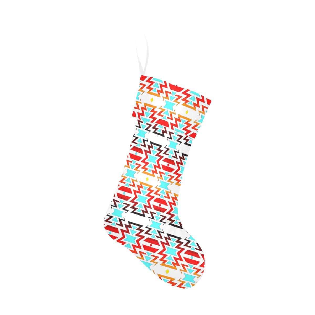 White Fire and Turquoise Christmas Stocking Christmas Stocking e-joyer 