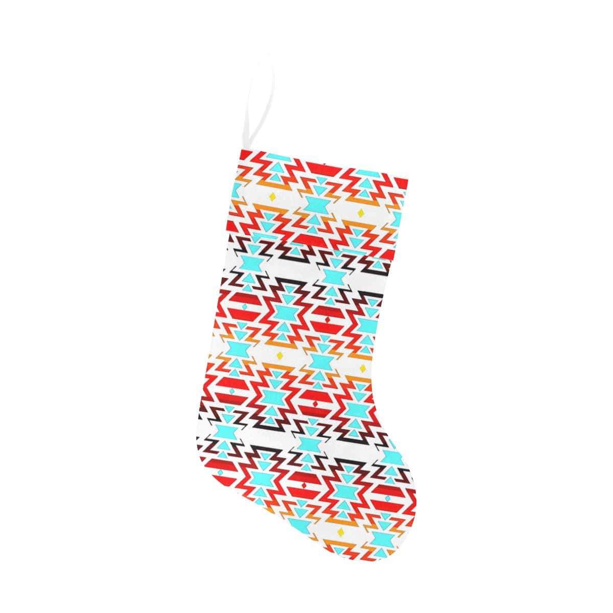 White Fire and Turquoise Christmas Stocking Christmas Stocking e-joyer 