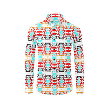 Load image into Gallery viewer, White Fire and Turquoise Men&#39;s All Over Print Casual Dress Shirt (Model T61) Men&#39;s Dress Shirt (T61) e-joyer 
