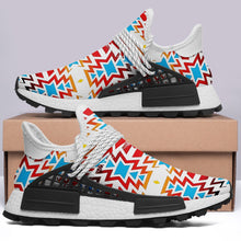 Load image into Gallery viewer, White Fire and Turquoise Okaki Sneakers Shoes 49 Dzine 
