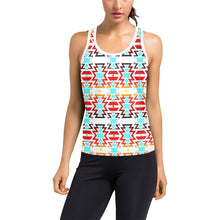 Load image into Gallery viewer, White Fire and Turquoise Women&#39;s Racerback Tank Top (Model T60) Racerback Tank Top (T60) e-joyer 
