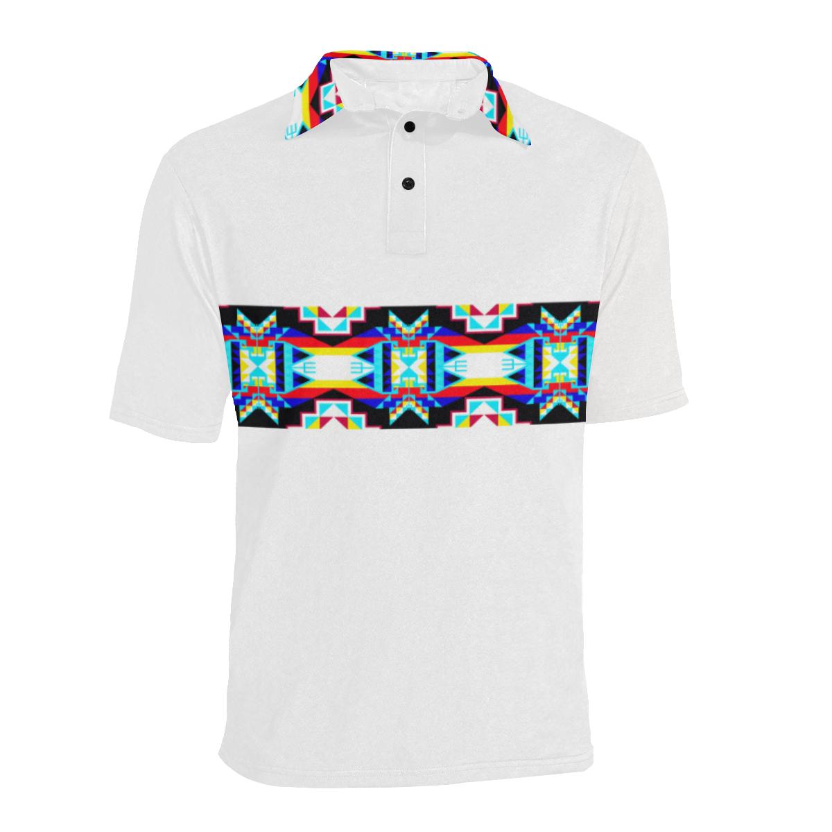 White II Blanket Strip - I Men's All Over Print Polo Shirt (Model T55) Men's Polo Shirt (Model T55) e-joyer 