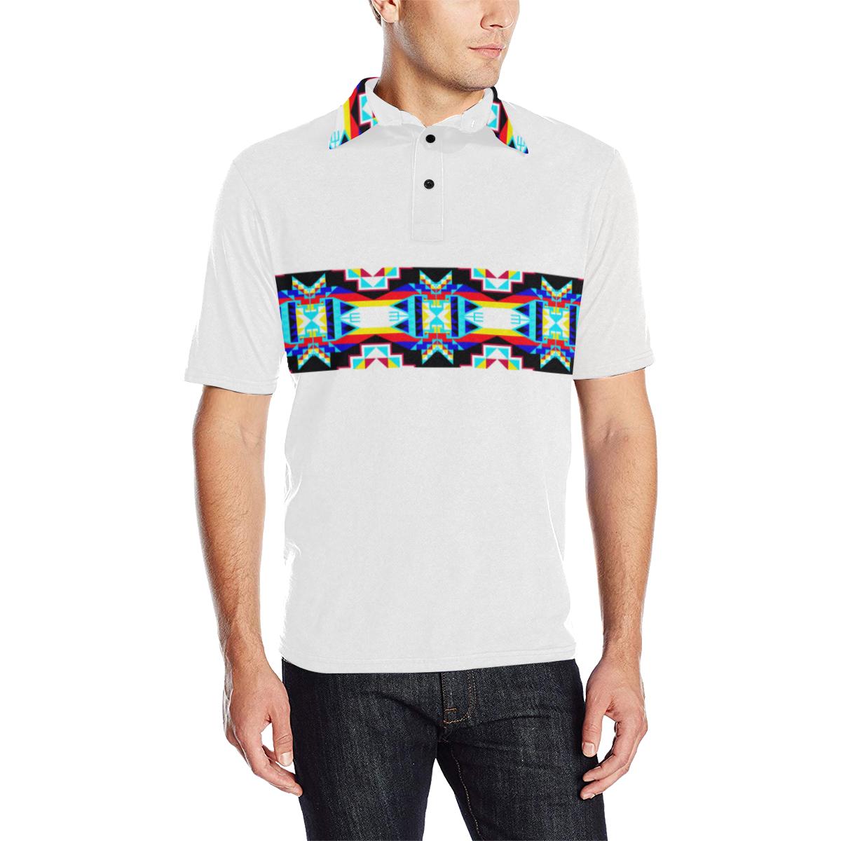 White II Blanket Strip - I Men's All Over Print Polo Shirt (Model T55) Men's Polo Shirt (Model T55) e-joyer 