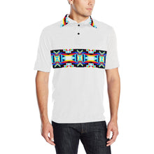 Load image into Gallery viewer, White II Blanket Strip - I Men&#39;s All Over Print Polo Shirt (Model T55) Men&#39;s Polo Shirt (Model T55) e-joyer 
