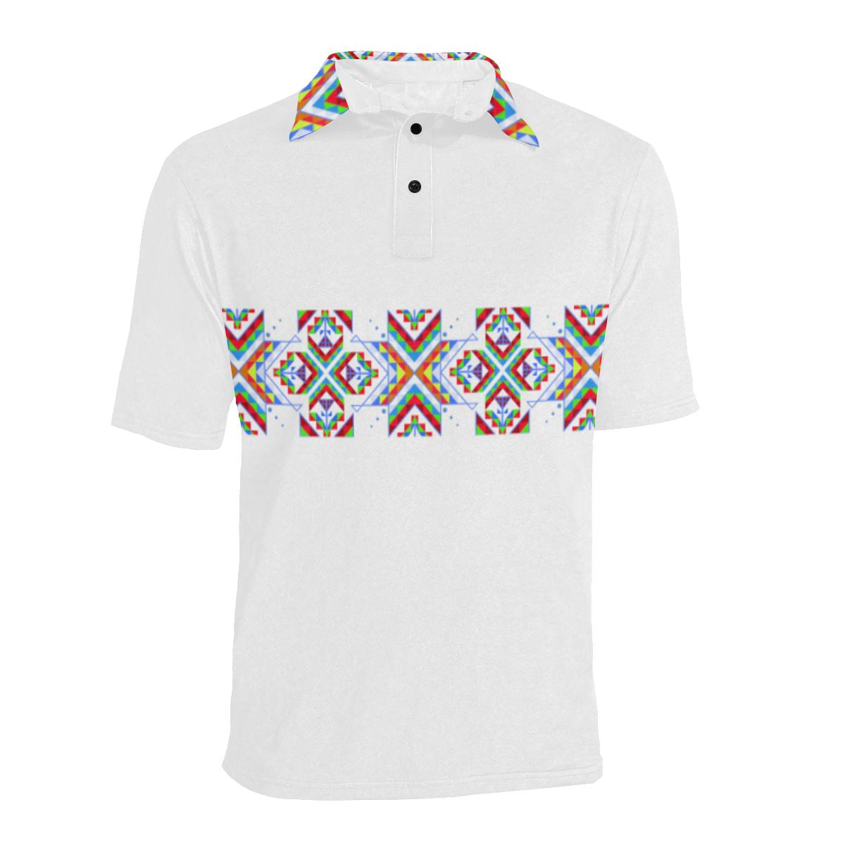 White on White Blanket Strip - I Men's All Over Print Polo Shirt (Model T55) Men's Polo Shirt (Model T55) e-joyer 