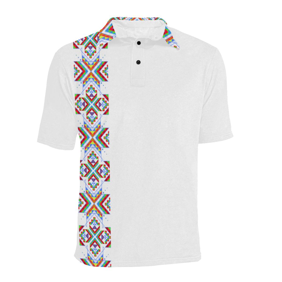 White on White Blanket Strip Men's All Over Print Polo Shirt (Model T55) Men's Polo Shirt (Model T55) e-joyer 