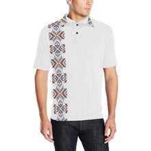 Load image into Gallery viewer, White on White Blanket Strip Men&#39;s All Over Print Polo Shirt (Model T55) Men&#39;s Polo Shirt (Model T55) e-joyer 
