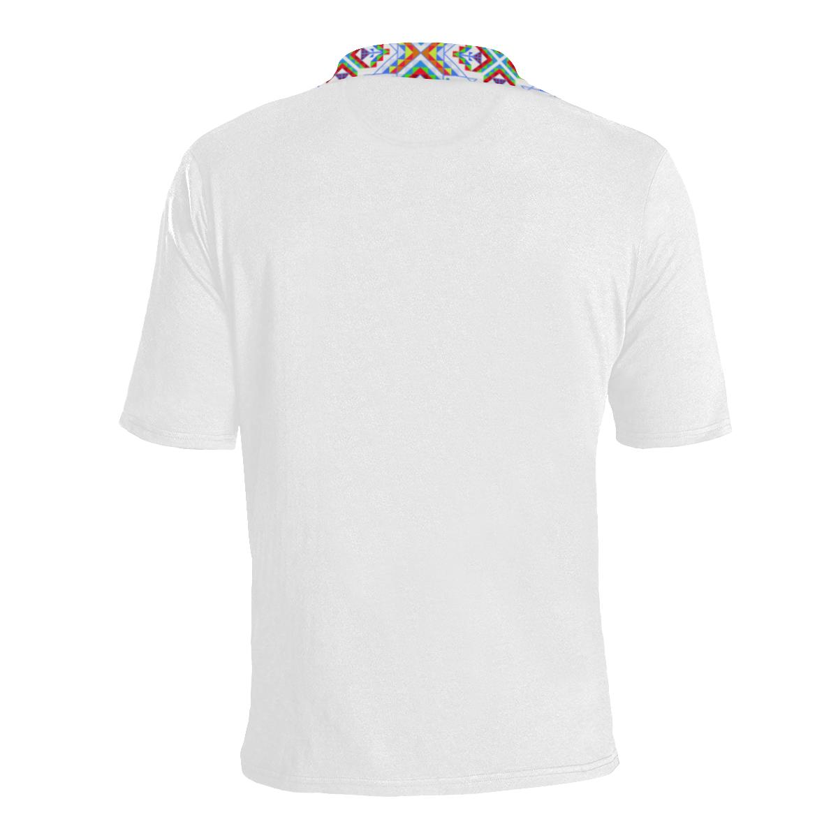 White on White Blanket Strip Men's All Over Print Polo Shirt (Model T55) Men's Polo Shirt (Model T55) e-joyer 