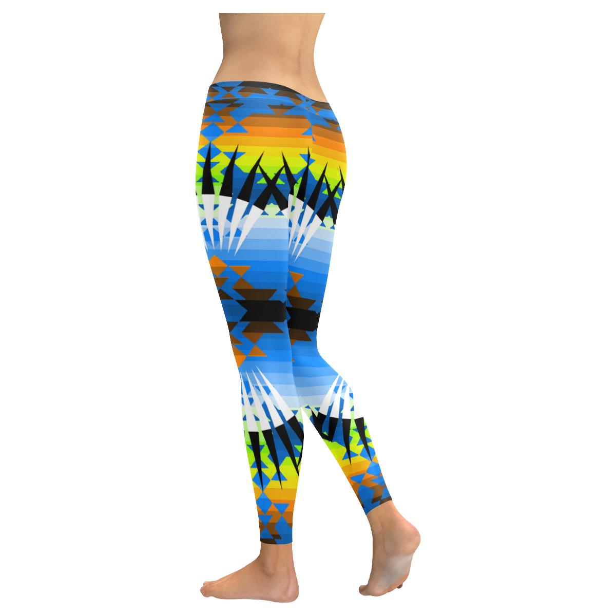 Woodlands Ribbonwork Bustles Low Rise Leggings (Model L05) Low Rise Leggings e-joyer 