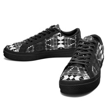 Load image into Gallery viewer, Writing on Stone Black and White Aapisi Low Top Canvas Shoes Black Sole 49 Dzine 
