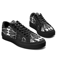 Load image into Gallery viewer, Writing on Stone Black and White Aapisi Low Top Canvas Shoes Black Sole 49 Dzine 
