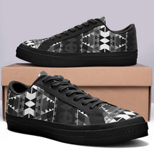 Load image into Gallery viewer, Writing on Stone Black and White Aapisi Low Top Canvas Shoes Black Sole 49 Dzine 
