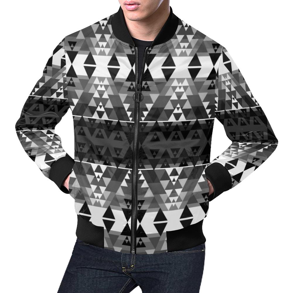 Writing on Stone Black and White All Over Print Bomber Jacket for Men/Large Size (Model H19) All Over Print Bomber Jacket for Men/Large (H19) e-joyer 