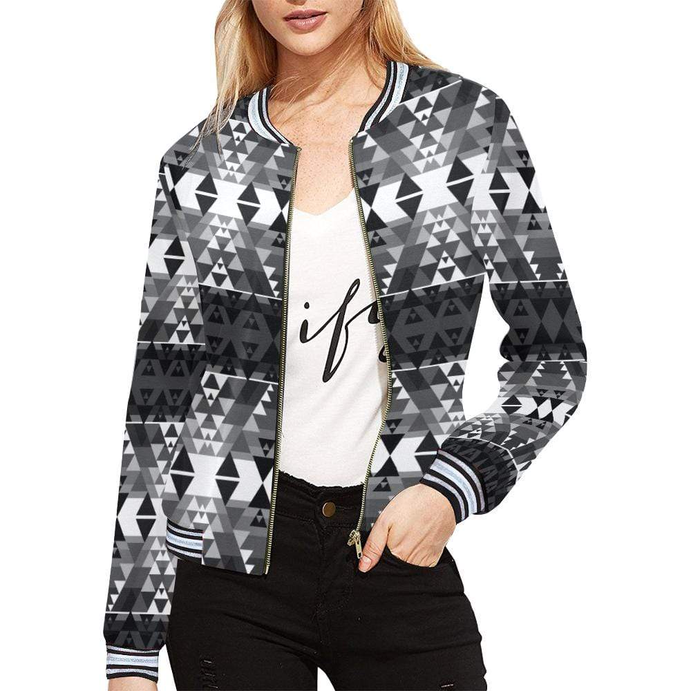 Writing on Stone Black and White All Over Print Bomber Jacket for Women (Model H21) All Over Print Bomber Jacket for Women (H21) e-joyer 