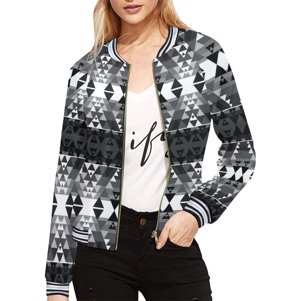 Writing on Stone Black and White All Over Print Bomber Jacket for Women (Model H21) All Over Print Bomber Jacket for Women (H21) e-joyer 