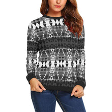 Load image into Gallery viewer, Writing on Stone Black and White All Over Print Crewneck Sweatshirt for Women (Model H18) Crewneck Sweatshirt for Women (H18) e-joyer 
