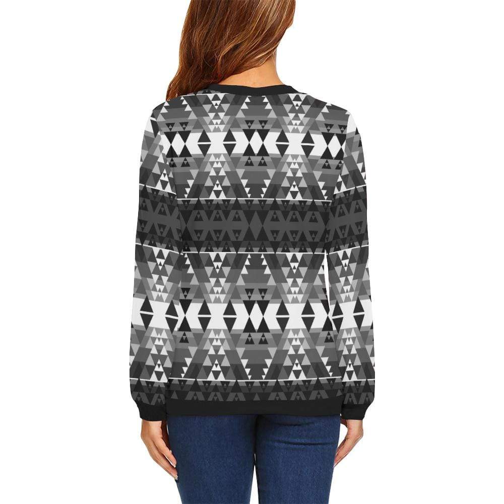 Writing on Stone Black and White All Over Print Crewneck Sweatshirt for Women (Model H18) Crewneck Sweatshirt for Women (H18) e-joyer 