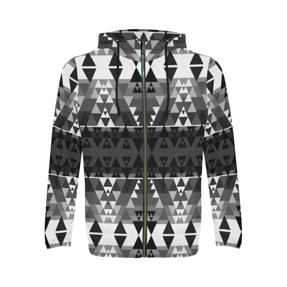 Writing on Stone Black and White All Over Print Full Zip Hoodie for Men (Model H14) All Over Print Full Zip Hoodie for Men (H14) e-joyer 