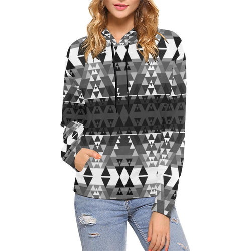 Writing on Stone Black and White All Over Print Hoodie for Women (USA Size) (Model H13) All Over Print Hoodie for Women (H13) e-joyer 