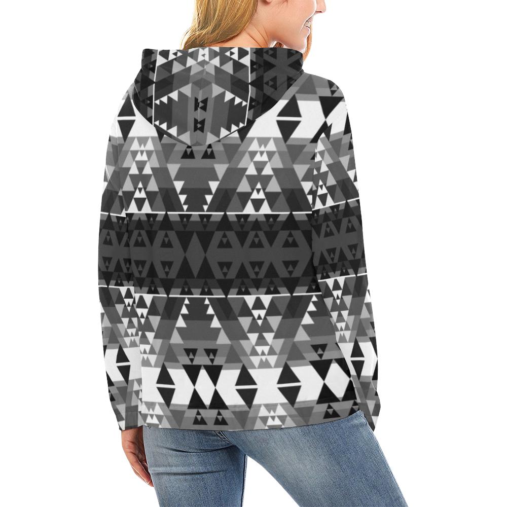 Writing on Stone Black and White All Over Print Hoodie for Women (USA Size) (Model H13) All Over Print Hoodie for Women (H13) e-joyer 