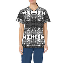 Load image into Gallery viewer, Writing on Stone Black and White All Over Print Scrub Top Scrub Top e-joyer 
