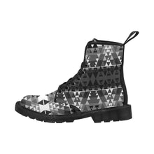 Load image into Gallery viewer, Writing on Stone Black and White Boots for Men (Black) (Model 1203H) Martin Boots for Men (Black) (1203H) e-joyer 
