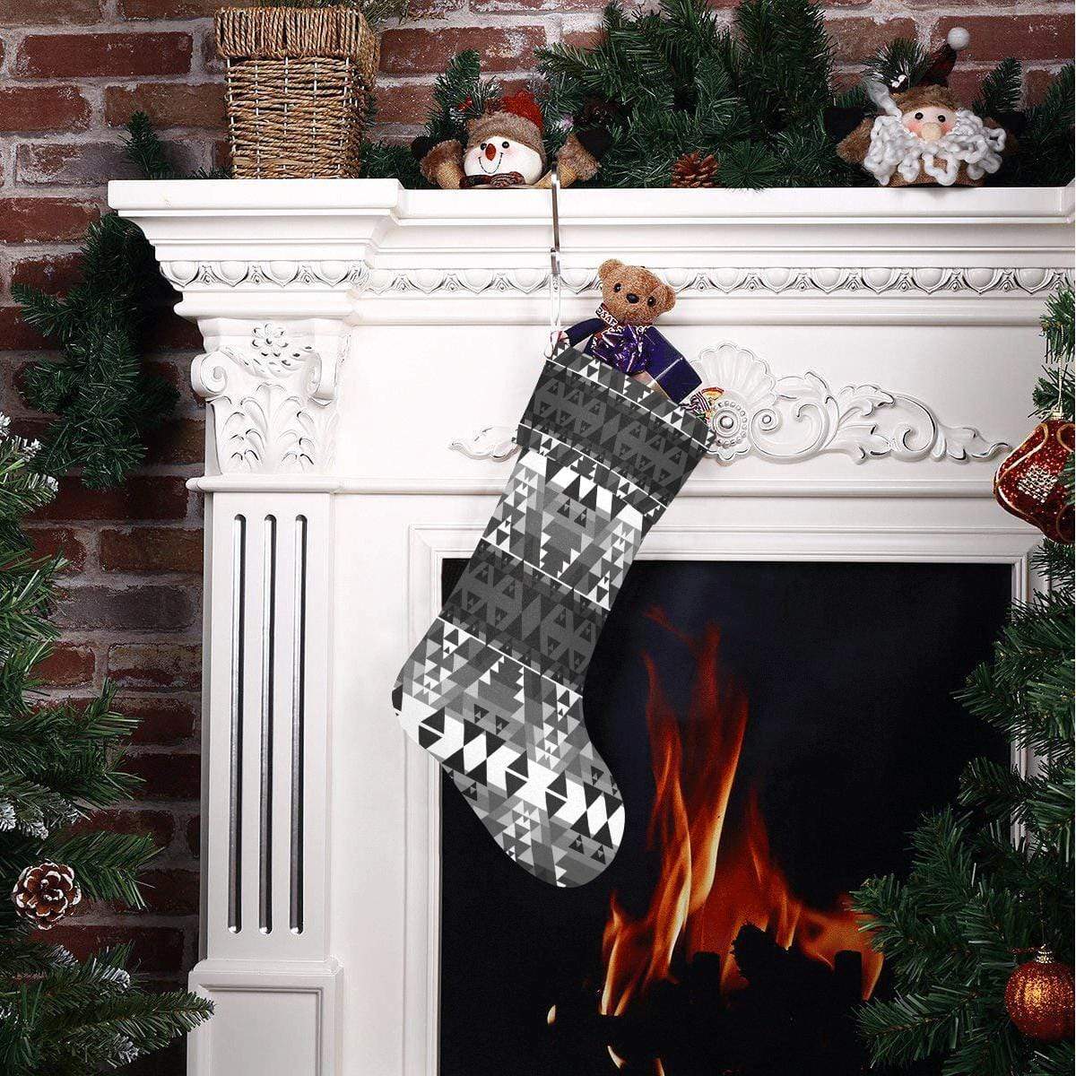 Writing on Stone Black and White Christmas Stocking Christmas Stocking e-joyer 