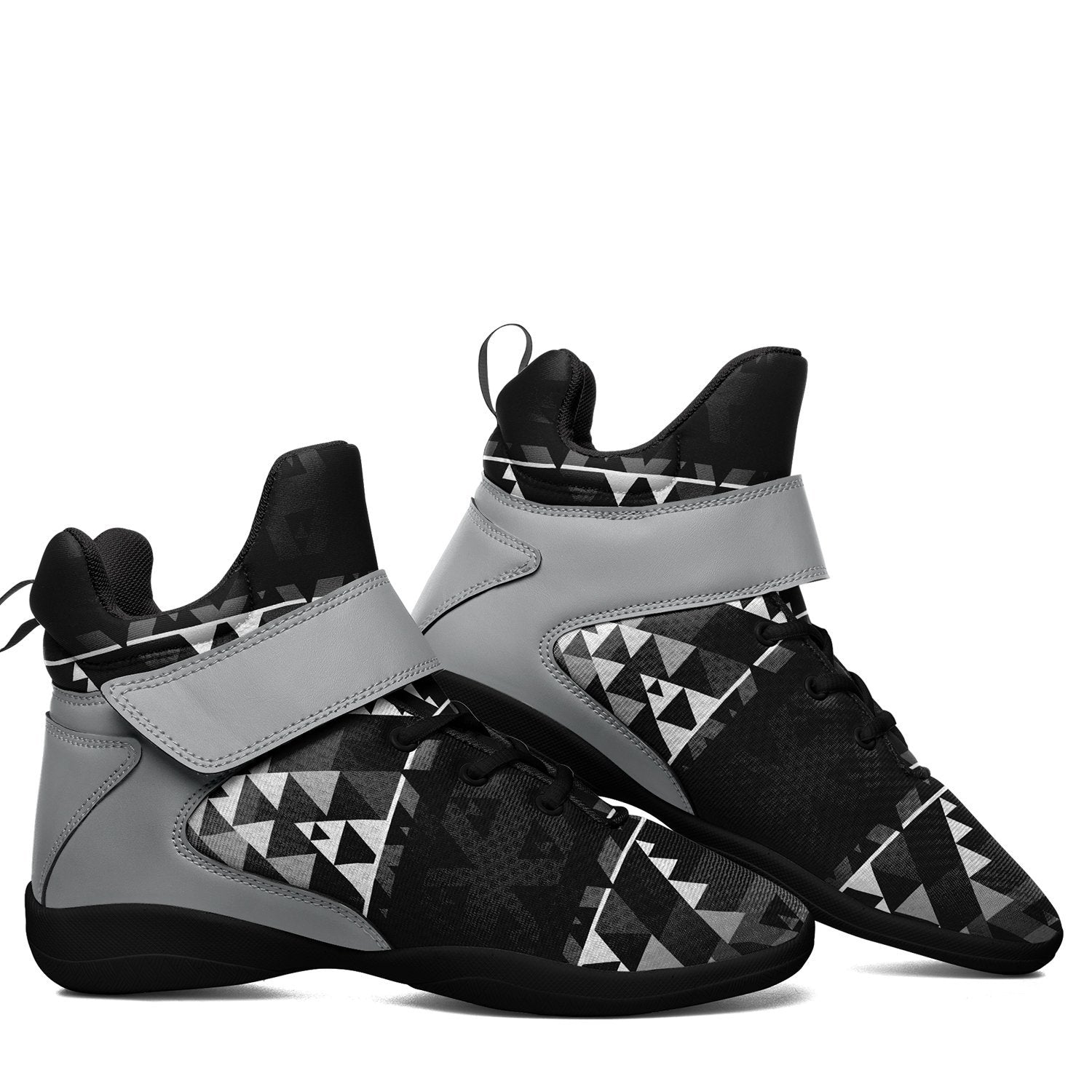 Writing on Stone Black and White Ipottaa Basketball / Sport High Top Shoes - Black Sole 49 Dzine 