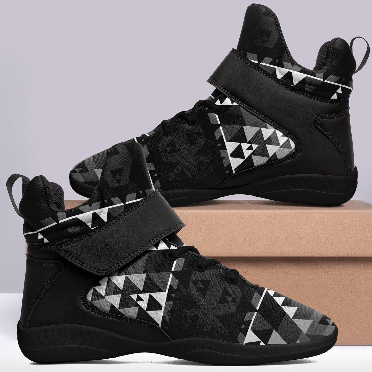 Writing on Stone Black and White Ipottaa Basketball / Sport High Top Shoes - Black Sole 49 Dzine 