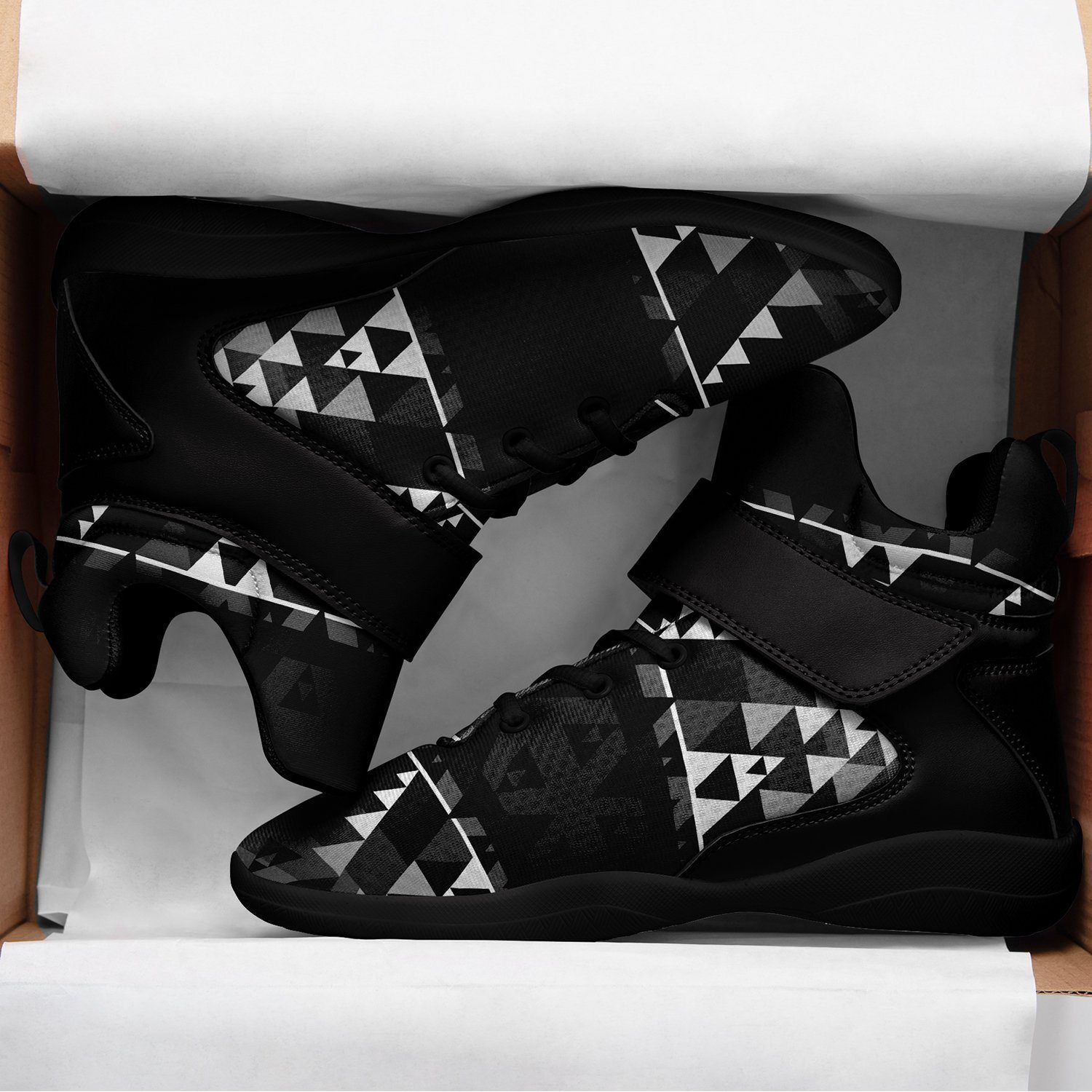 Writing on Stone Black and White Ipottaa Basketball / Sport High Top Shoes - Black Sole 49 Dzine 