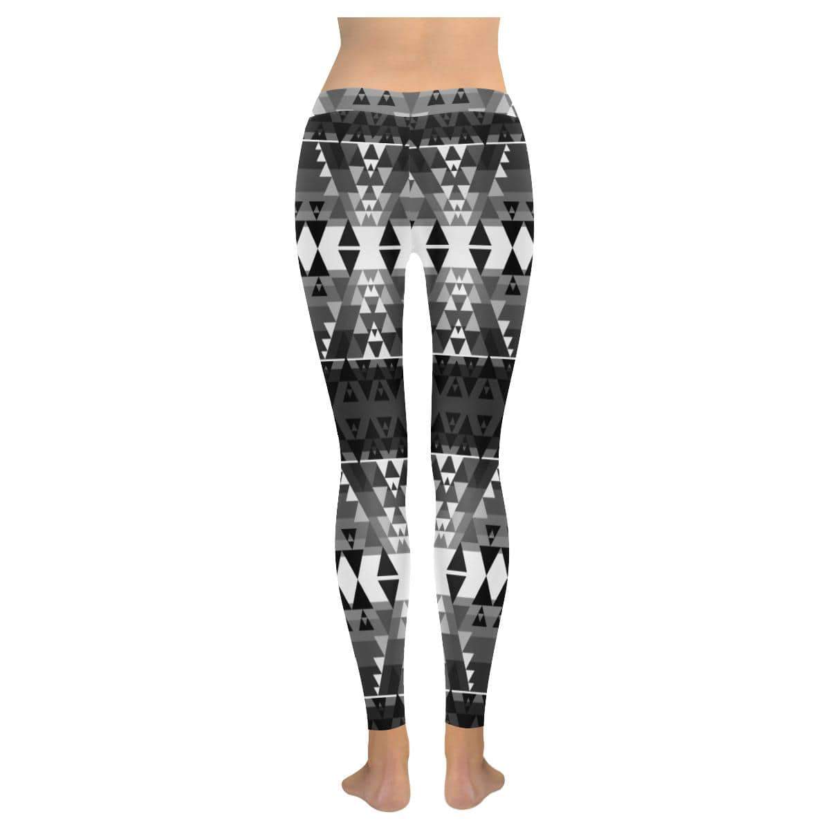 Writing on Stone Black and White Low Rise Leggings (Invisible Stitch) (Model L05) Low Rise Leggings (Invisible Stitch) (L05) e-joyer 