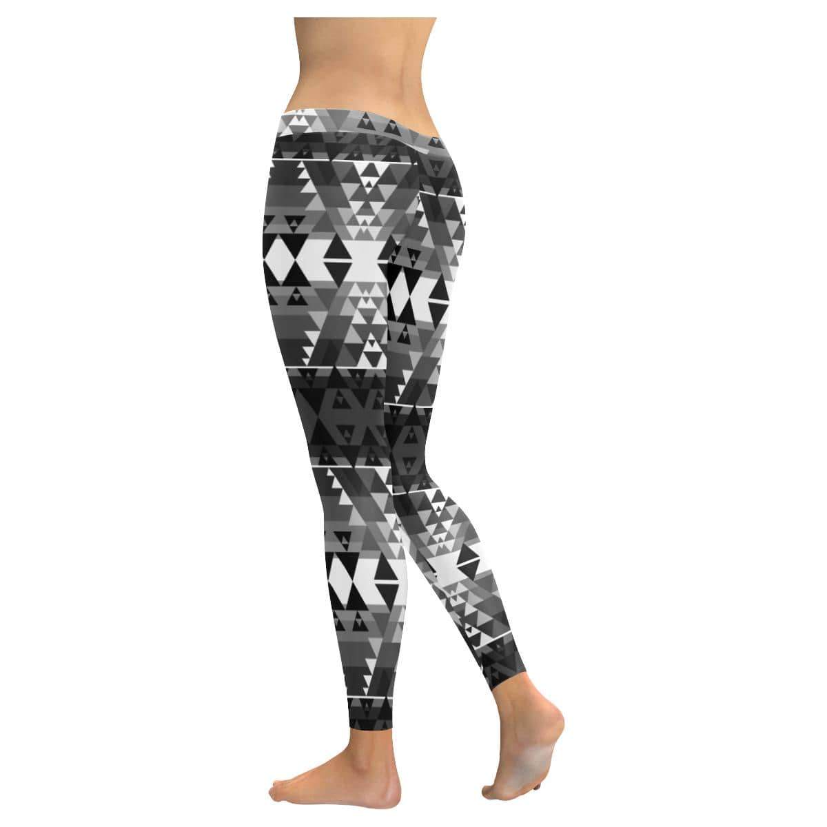 Writing on Stone Black and White Low Rise Leggings (Invisible Stitch) (Model L05) Low Rise Leggings (Invisible Stitch) (L05) e-joyer 